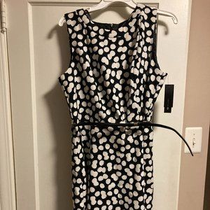 Belted white and black dress